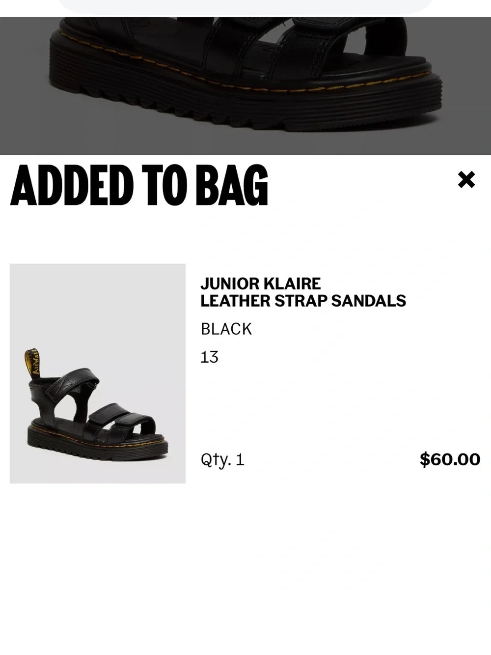 DR. MARTENS JUNIOR KLAIRE LEATHER STRAP SANDALS